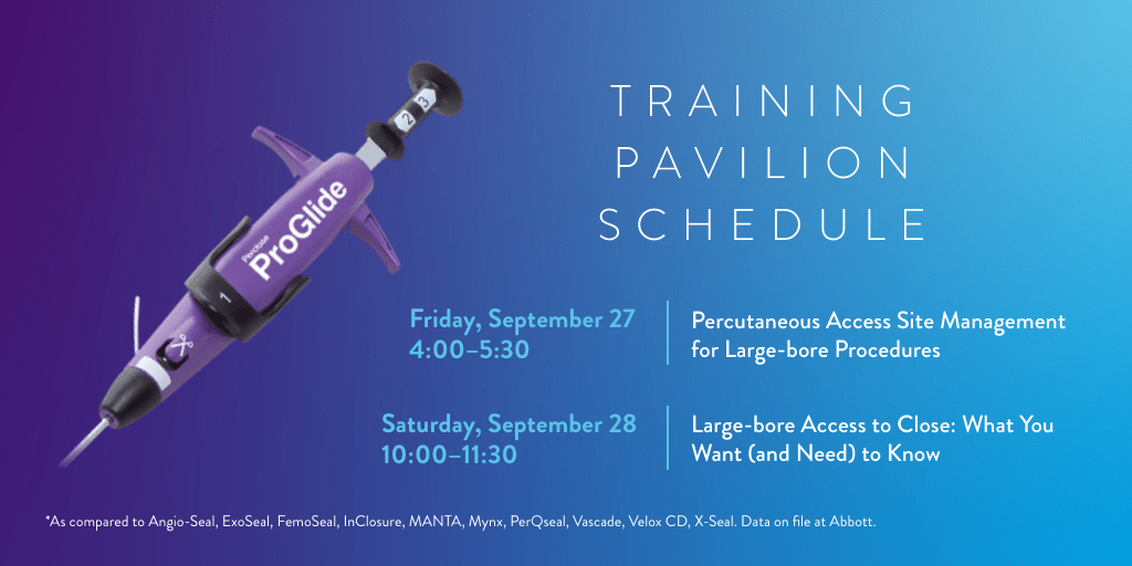 AbbottCardio's tweet image. Have you mastered large bore suture-mediated closure?

#Perclose Proglide has the broadest indication for femoral arterial &amp;amp; venous access.

Get hands-on experience to close w/confidence at our #TCT2019 trainings: 
bit.ly/2H8Hn9D

Safety Info: bit.ly/2DeaUga