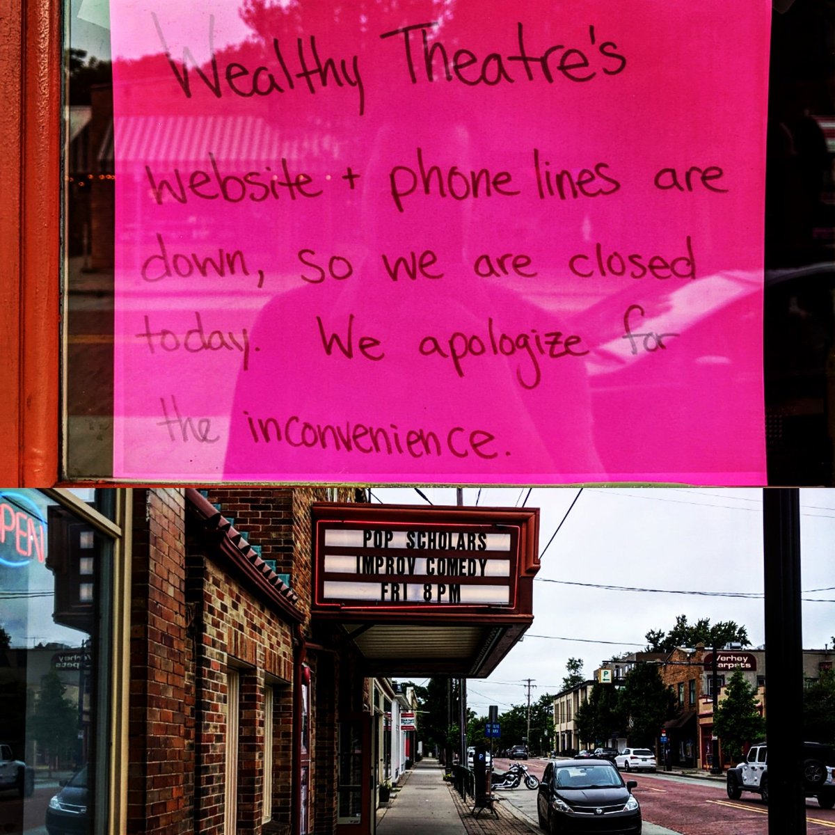 Due to the storm, Wealthy Theater's website is down. Tickets should be available later tonight and at the door for Friday show.