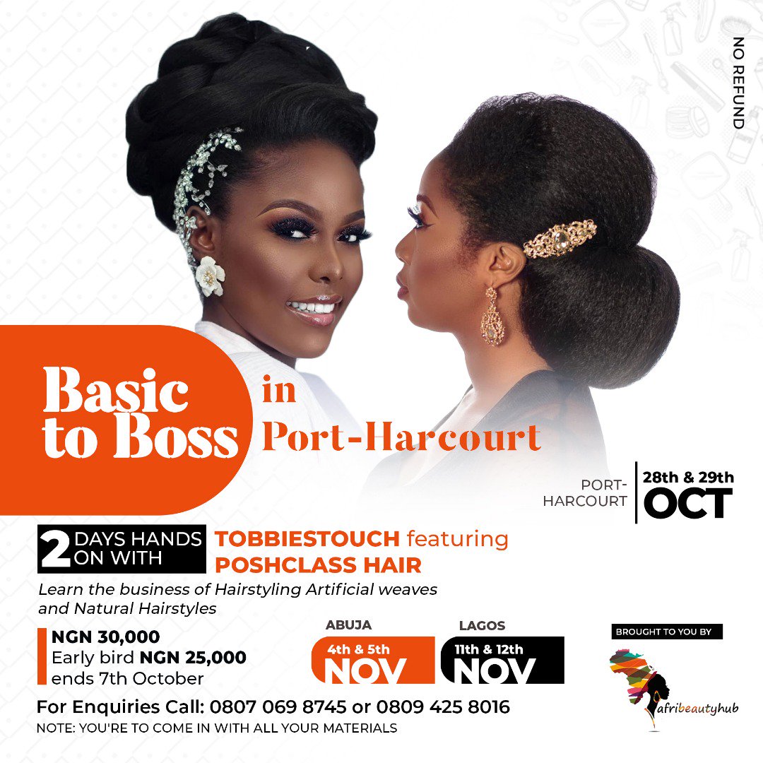 Afribeautyhub's tweet photo. SOUTHWEST~SOUTHSOUTH
come and learn how to create magic with @tobbiestouch
AND @hairbyposhclass
Why would you want to miss out on this class
The opportunity you have been waiting for is here. 

#MSMEThursdayWithDipo #thursaless https://t.co/wSe4Cz0lZd