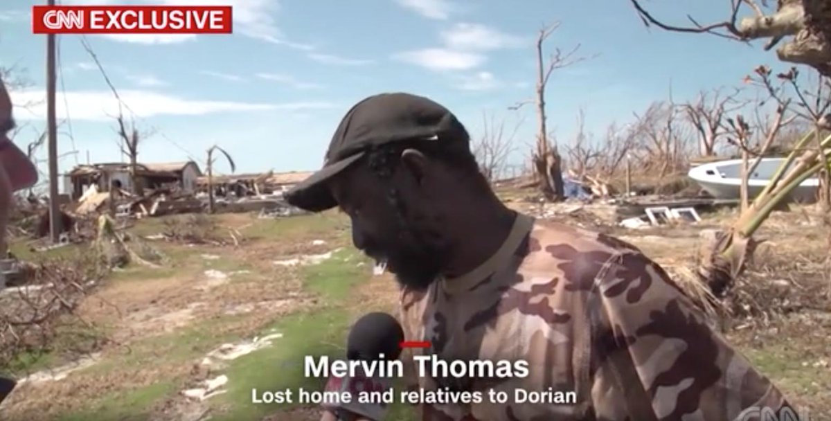 TheDeepWaterCay's tweet photo. Watch this CNN News clip of decimated Mclean's Town where many DWC staff lived with their families on far East End Grand Bahama. CNN caught Mervin Thomas, long-time DWC fishing guide trying to collect what's left of his town. CNN News link: https://t.co/Dbt0RuvsB4 https://t.co/75wJjhzCqi