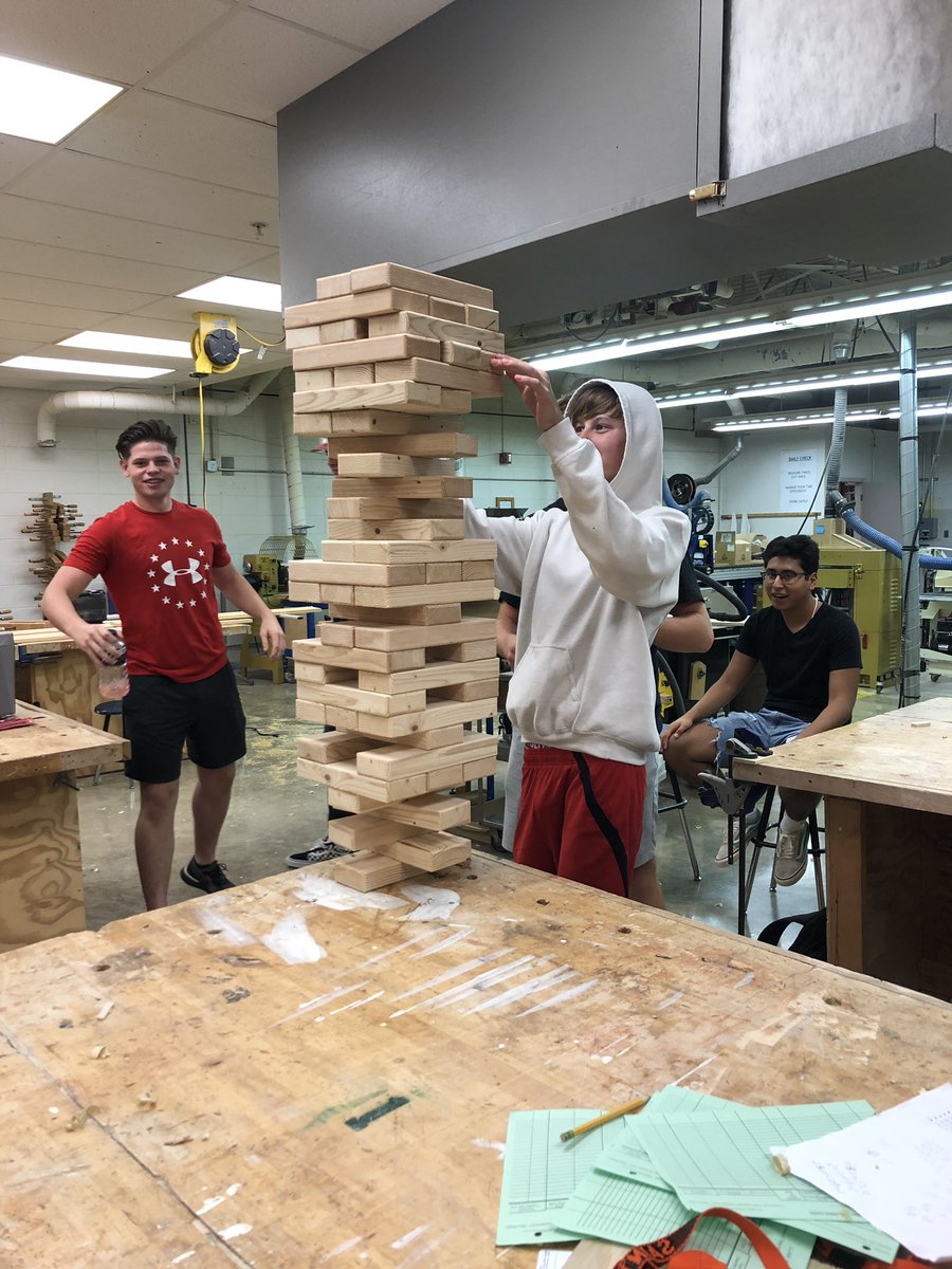 Woods 2&amp;3 built Giant Jenga!  #cte <a href="/STCE_Gutesha/">Coach Gutesha</a> <a href="/SAINTS_CTE/">SAINTS_CTE</a>