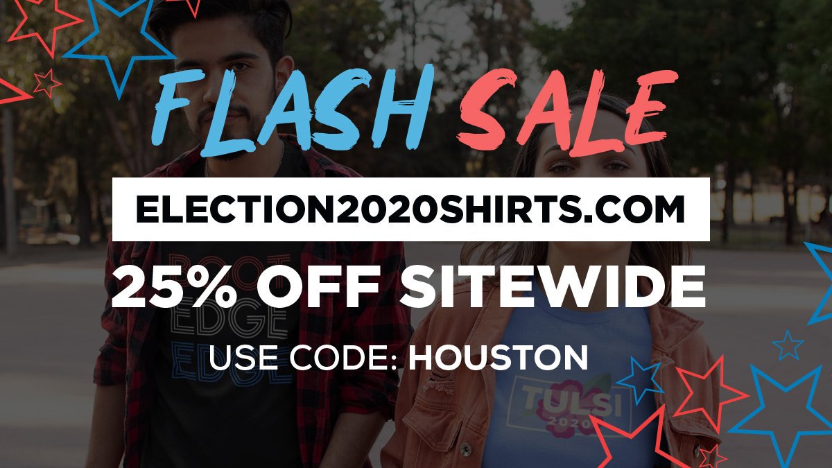 Dems20202's tweet photo. Houston we have a problem? No, Houston we have a sale! Get 25% off all items at https://t.co/aUGXhEeY9Y to celebrate tonight’s debate. Use promo code HOUSTON at checkout. Now through 9/16!

#demdebate #houston #democraticdebate #democrats https://t.co/Xg8sWdndiE