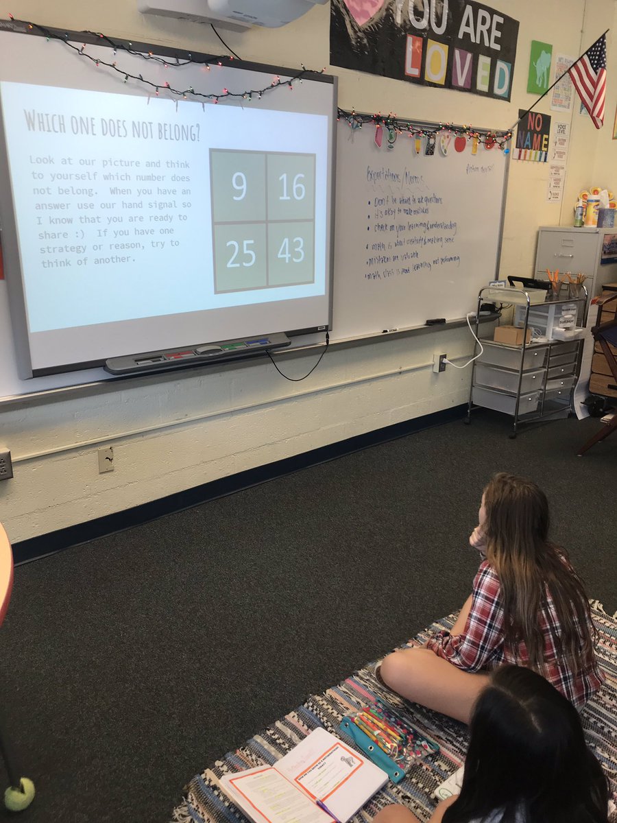 FESElliott's tweet photo. What a great day in 6th grade! We had our first number talk, Which One Doesn’t Belong?, and Ms. Norquist helped us with our read aloud. The kiddos loved sharing their strategies during our number talk and what they noticed from our read aloud 📚 @FlorisSchool #florisrules https://t.co/bOag5eWkxO