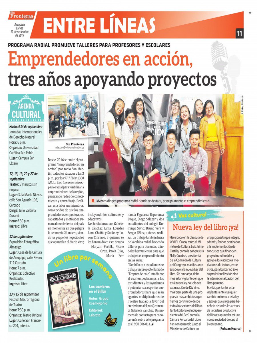 editoresdelperu's tweet photo. Desde #Arequipa exigimos los beneficios tributarios que permitan fortalecer al ecosistema del libro y la lectura. Nuestro gremio asocia a + de 40 editoriales en el país y jamás hemos podido acceder a los beneficios vigentes @pcmperu @NellyCuadrosC @AleAramayoGaona @MinjusDH_Peru https://t.co/JwLvIvRa0y