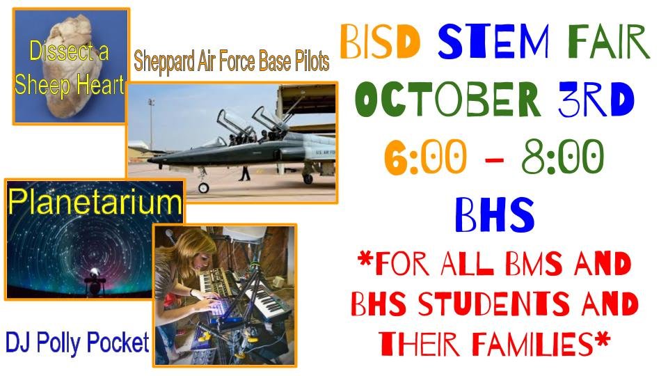 chunter76's tweet photo. STEM Night Preview!  Here are some of the vendors...there are 30+ more!  I hope to see you there! #bisdstemfair #bisdstem #retweetifyoulovestem https://t.co/q1hMfDwQZo