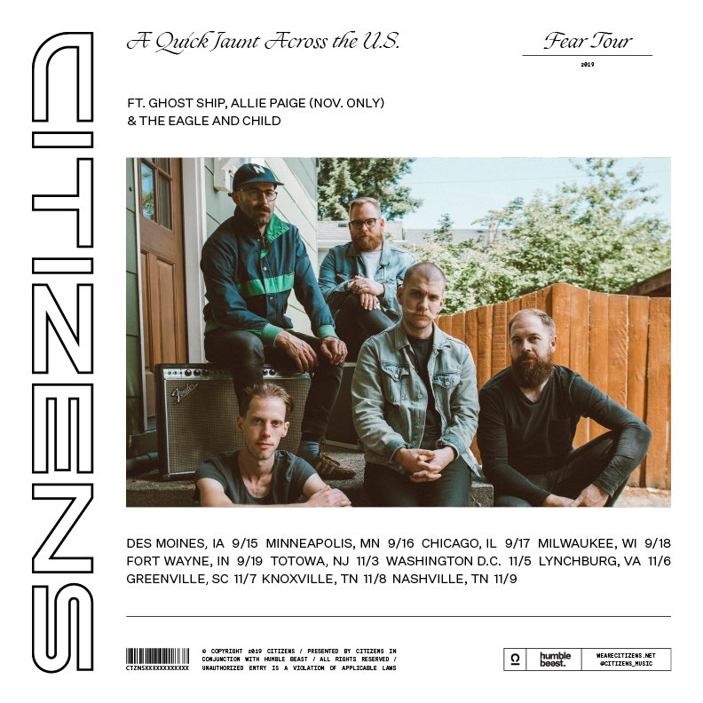 The @citizens_music FEAR TOUR kicks off next week. We want to see you there! wearecitizens.net/tour