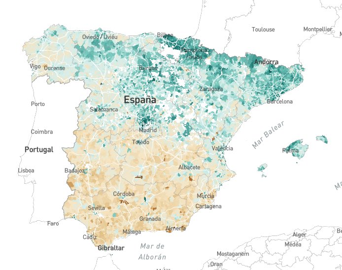 Map showing household income per capita in Spain.

You can clearly see Spanish geographic divide. Via <a href="/elpais_espana/">EL PAÍS España</a>
