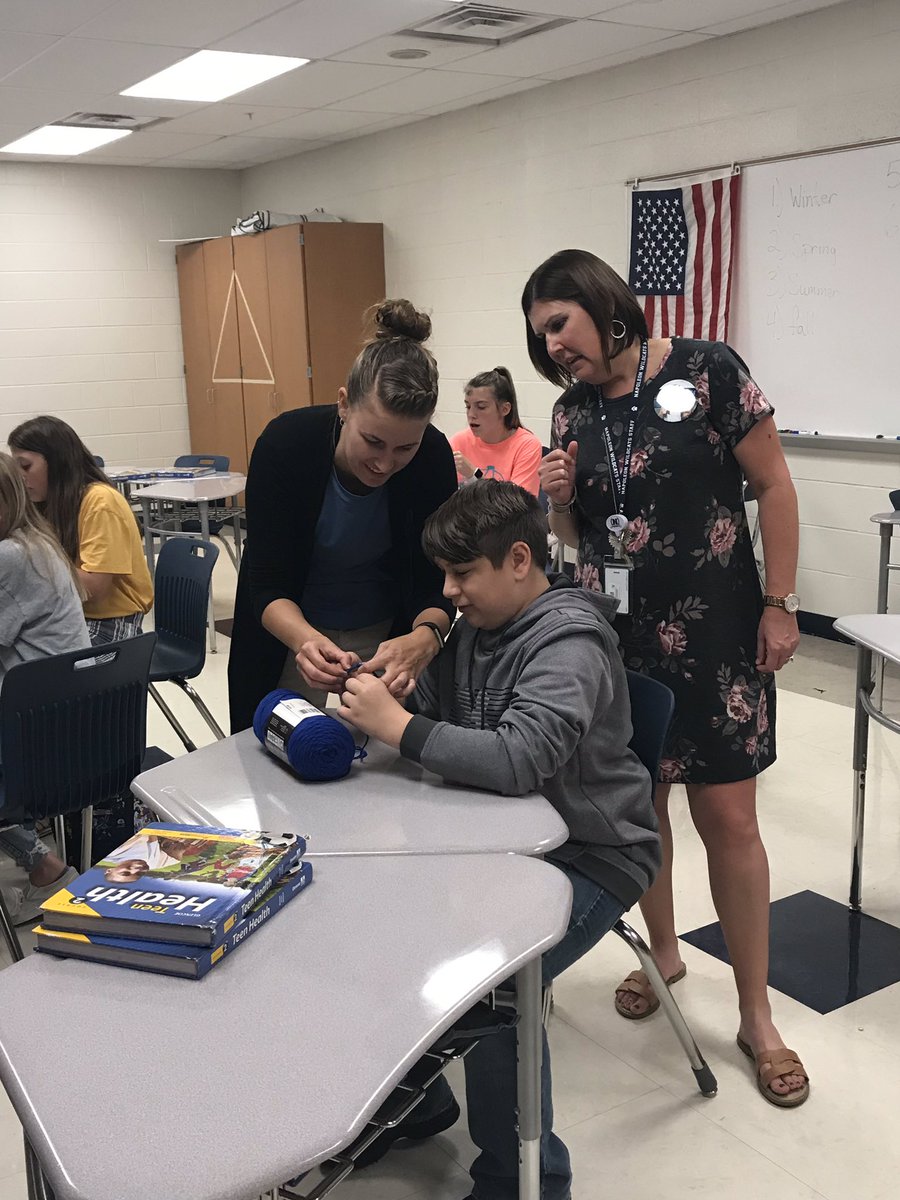 NapoleonJHS's tweet photo. Ms. Freels &amp; Ms. Martin are teaching student how to crochet in enrichment class on Thursdays!  #AllInNapoleon https://t.co/GFLysTln7k