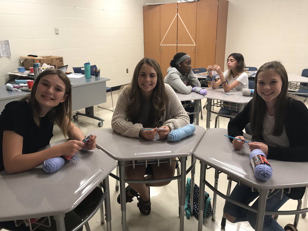 NapoleonJHS's tweet photo. Ms. Freels &amp; Ms. Martin are teaching student how to crochet in enrichment class on Thursdays!  #AllInNapoleon https://t.co/GFLysTln7k