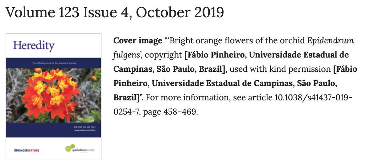 HeredityJournal's tweet image. The cover image has kindly been provided by Fábio Pinheiro.  Read the associated article go.nature.com/2kx2Tgh 
#orchids #hybridisation #GeneticStructure