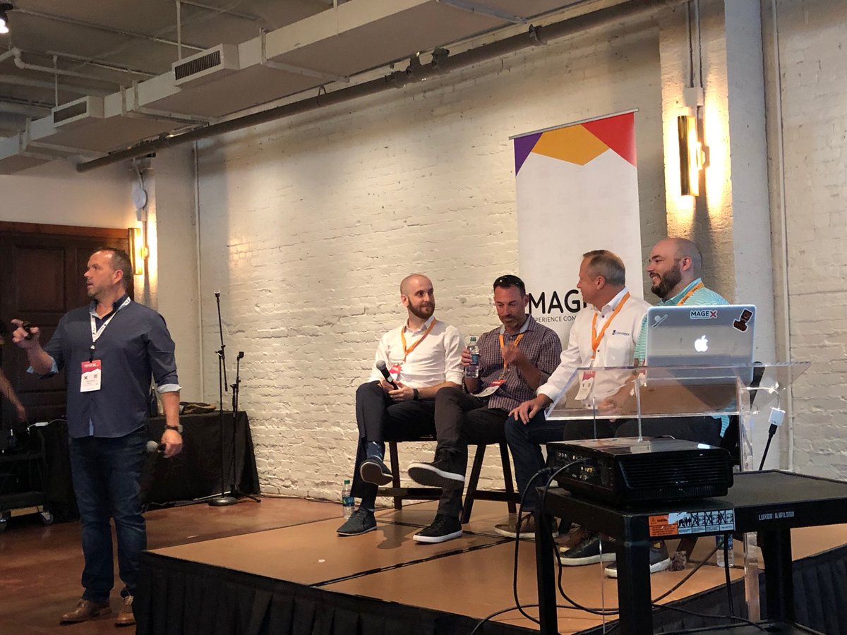 RazoyoDev's tweet photo. Expecting brilliance from this group from the mobile optimization initiative. ⁦@RobEcommerce⁩ Jason Boslow ⁦@HiConversion⁩ and newbies ⁦@ShipperHQ⁩ at ⁦@MageX_US⁩ https://t.co/QTAP73ajuK