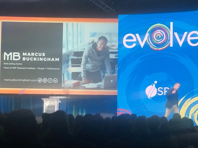 ann_m_brown's tweet photo. Loved listening to @mwbuckingham talk about people and performance at #ISPA2019 today! #Inspiration #spa #Massage https://t.co/L0DRLrZcJx