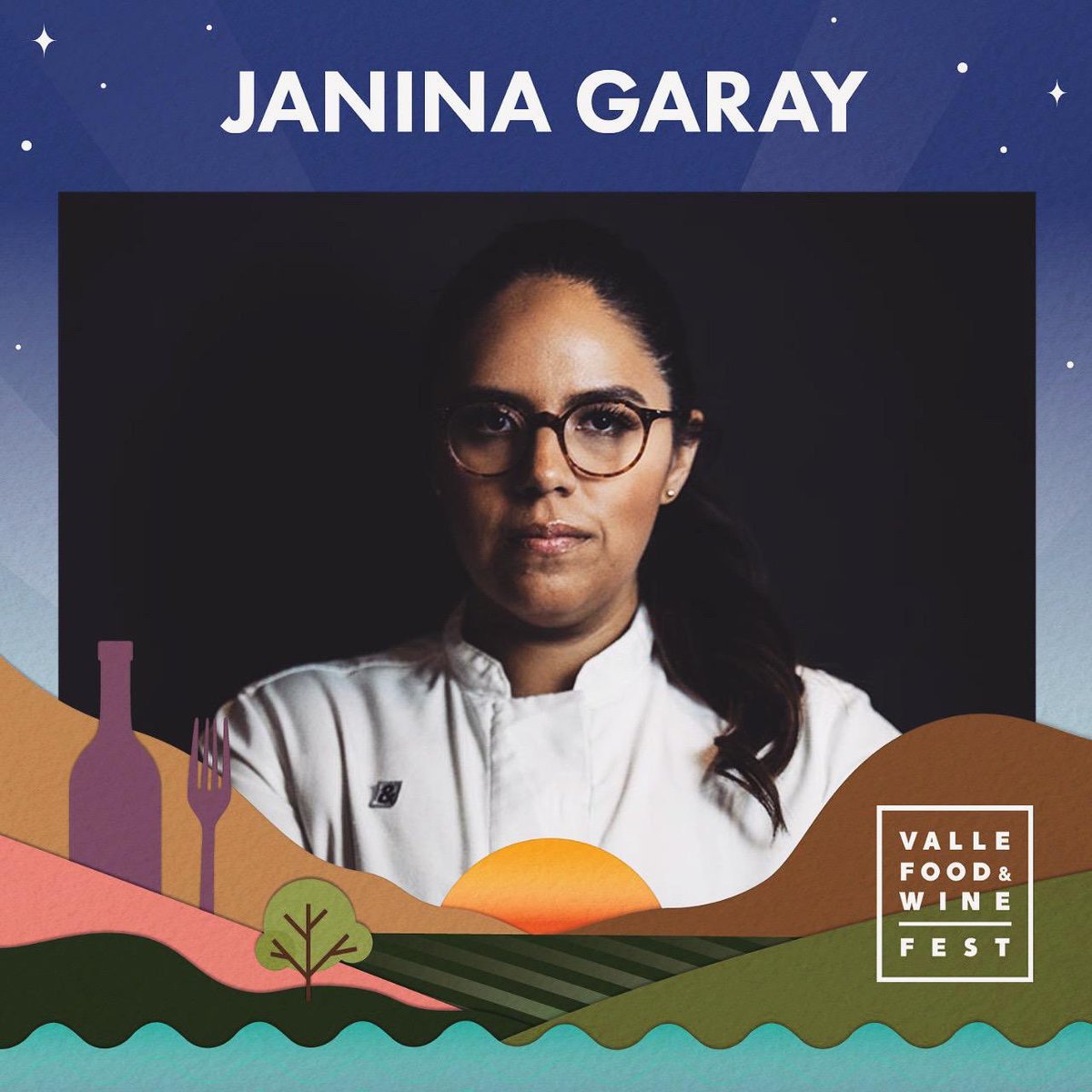 janinagaray's tweet photo. Este 5 de Octubre, estaré participando junto a 40 talentosos chefs🤠 y amigos de ambos lados de la frontera en el Valle Food&amp; Wine Festival en el Valle de Guadalupe México. 
👉🏼🎟https://t.co/OzMua29Qk6
@vallefoodandwinefest @faltozano_valle
#JaninaGaray #vfwfw19 #valledeguadalupe https://t.co/bKKw2pl2gH