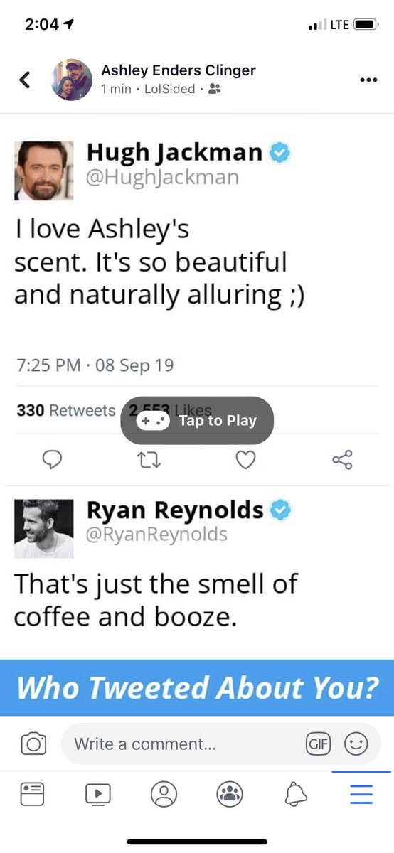 ashleyclinger83's tweet photo. Not sure what’s more disturbing, @RealHughJackman smelling me or @VancityReynolds knowing I actually smell like coffee and booze. They’ve seen my soul, shitttt! https://t.co/BOW35JeqRs