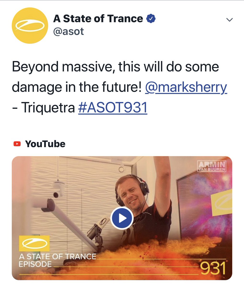 marksherry's tweet image. Big thanks for the support @arminvanbuuren ! #ASOT931