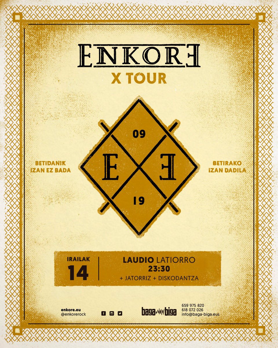 Enkorerock's tweet photo. Adi Lateorro! Larunbat honetan 23:30tik aurrera 🔥 🎤🥁🎸#Xtour https://t.co/nccrevJV53
