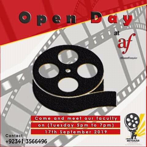 beydaarFschool's tweet photo. OPEN DAY at @AFKarachi
Meet our faculty on 17th Sep'19 (Tuesday 5pm to 7pm)
Come, Register yourself &amp; get discount!
Beydaar #film School’s Six-Week Intensive #Filmmaking Programs are tailored for those who want to build their #Career in Film!
10 Spaces Only
Call: 03413566496 https://t.co/q6vtvtWFvY