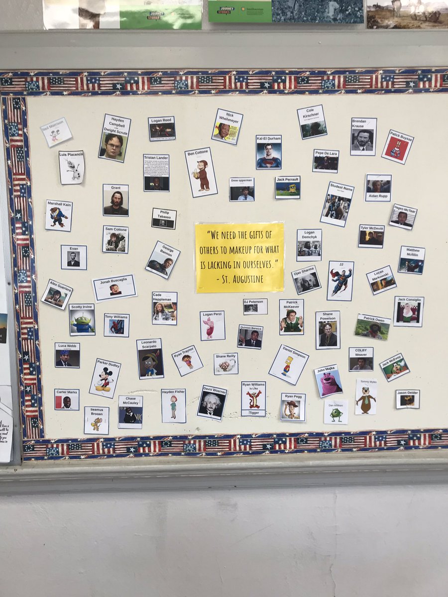 Mrs_Tyoe's tweet photo. 8th grade @MalvernPrep students took the VIA Character Strengths survey, then were randomly assigned a classmate and decided on a character that best represented that classmates strengths. “We need the gifts of others to make up for what is lacking in ourselves” - St Augustine https://t.co/QKwib6vzy1