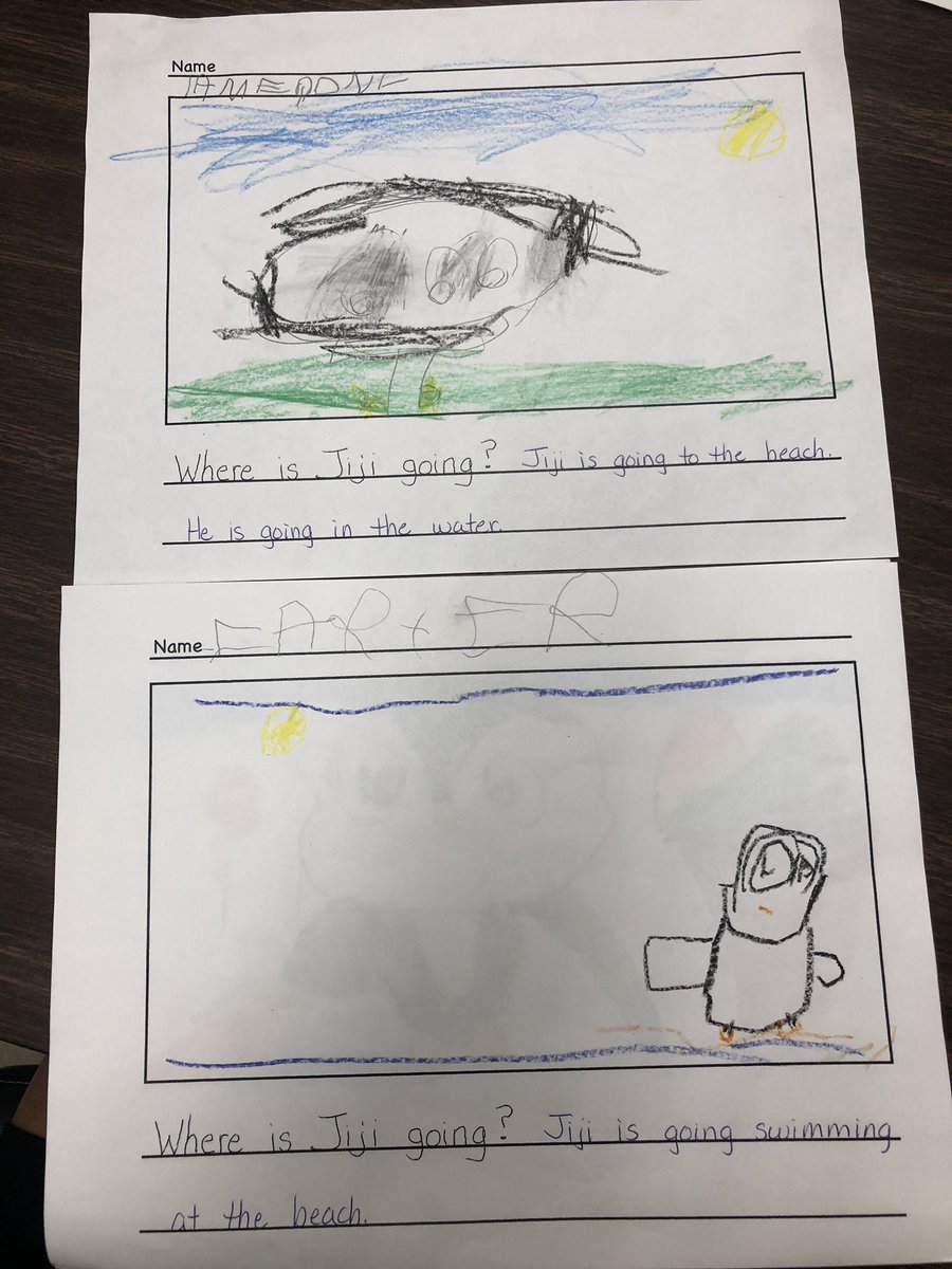 leigh_boland's tweet photo. During my lesson in a k class this week students asked me where JiJi is always going, I asked what they thought and a few shared ideas. This sparked a writing activity in Mrs. Lavin’s room and the results had me full of smiles. #STMathMA @MIND_Research @STMath https://t.co/yCqZfjLDam