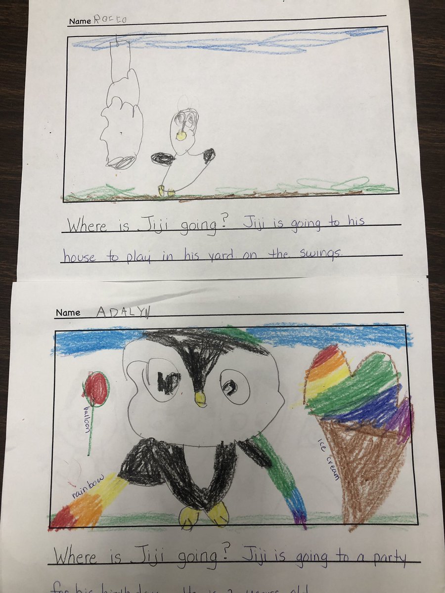 leigh_boland's tweet photo. During my lesson in a k class this week students asked me where JiJi is always going, I asked what they thought and a few shared ideas. This sparked a writing activity in Mrs. Lavin’s room and the results had me full of smiles. #STMathMA @MIND_Research @STMath https://t.co/yCqZfjLDam