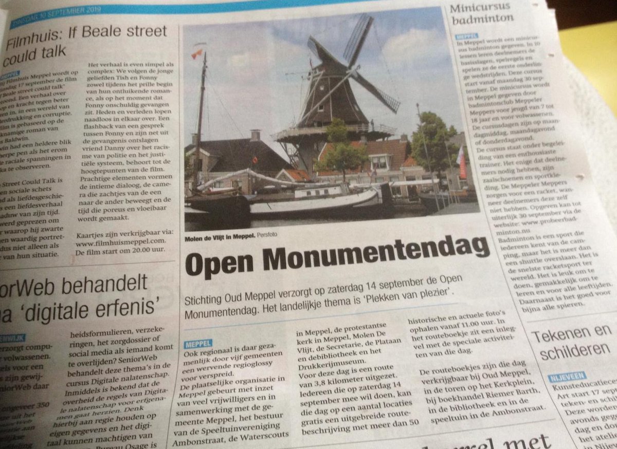 MOSTERDMOLEN DE VLIJT GEEN (ECHT) MONUMENT.
Helaas is molen de Vlijt officieel geen rijksmonument!
Dat scheelt ons erg veel geld. Bij  sommige fondsen kunnen we daarom zelfs niet eens hulp krijgen.   
Gelukkig ziet de Meppeler Courant onze molen toch als een echt monument. HULDE!