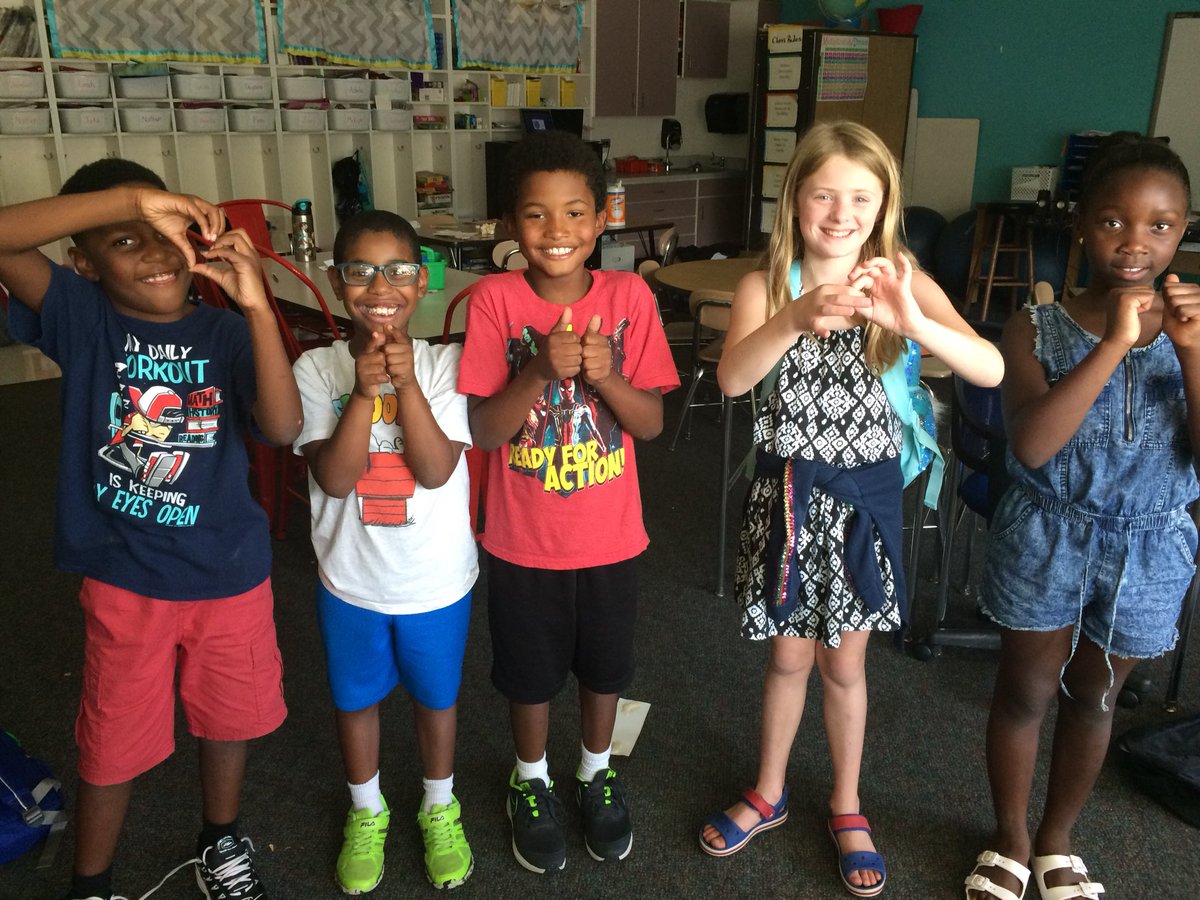 These Room 609 students are showing the hand motions they created for our class song “Wishing You Well Connects Me and You.” <a href="/HilburnAcademy/">Hilburn Academy PreK-8</a> #SEL