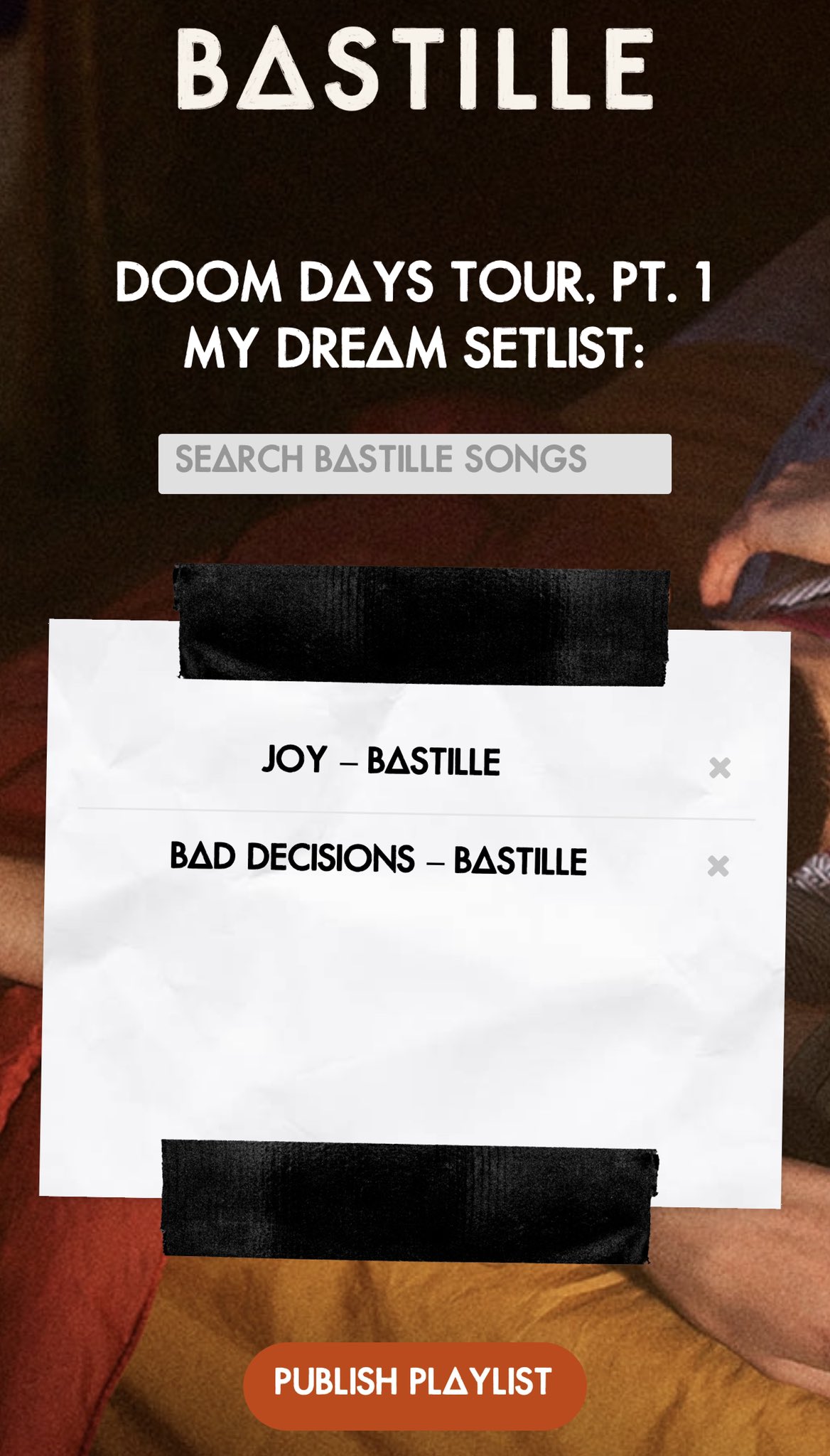 BASTILLE on Twitter "“DOOM DAYS TOUR, Part 1” // Build and share your