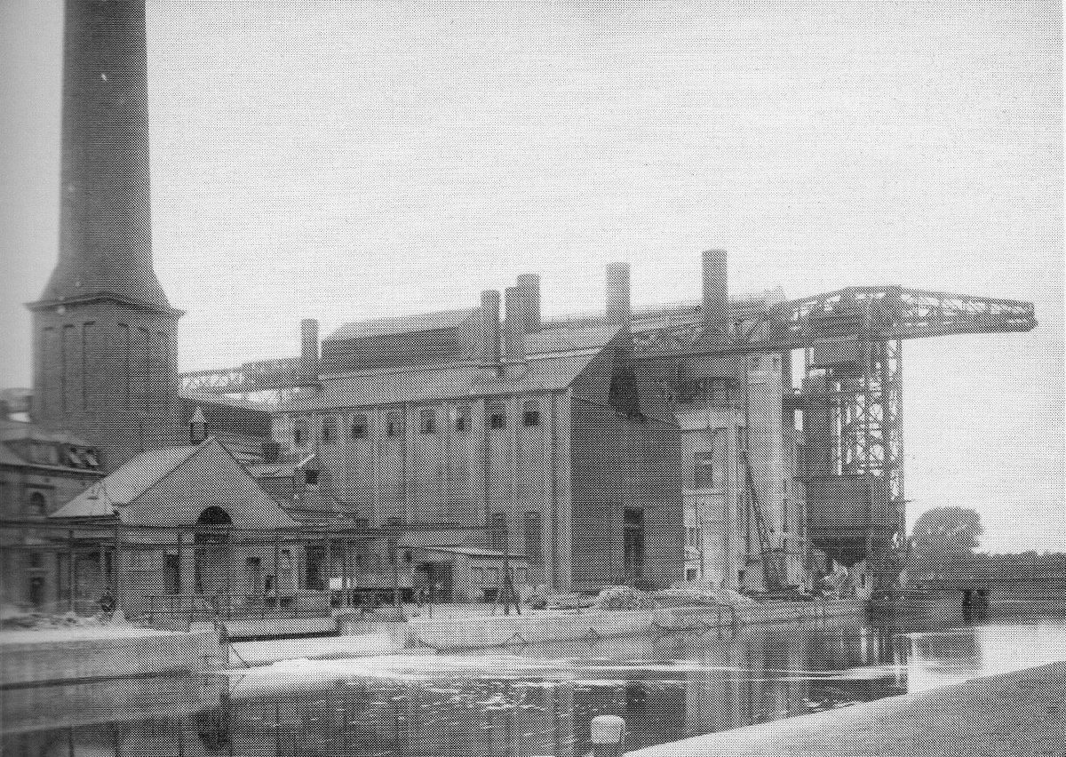 Hackney Metropolitan Borough Electricity Generating Station Dust Destructor Millields Road looking from east side of River Lea by Cow Bridge Hackney Navigation Cut Hackney Archives