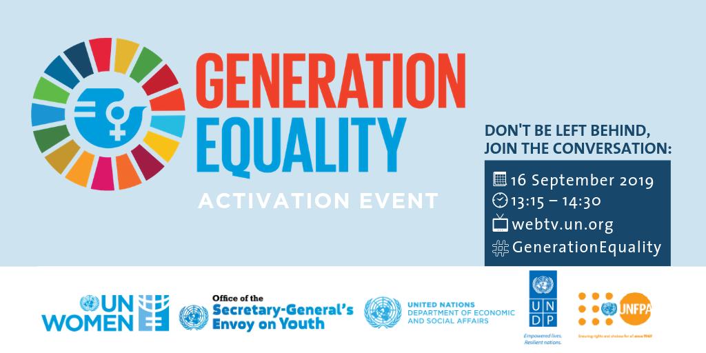 UNYouthAffairs's tweet photo. Gender inequality affects everyone 👉and we are at a pivotal point in history to change that! 
Let's join @UN_Women next week to gather with young professionals &amp; talk about #GenerationEquality on 16 September.
Save the date🗓️! This is just the beginning.
https://t.co/UhW8W1Nvlx https://t.co/2T8YEcXYun