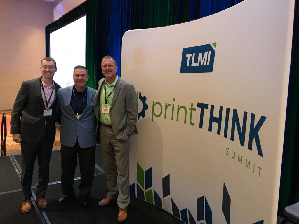 LabelAndNarrow's tweet photo. Thanks to @TLMI for having us, with 60% of the Marketing Makeover panel pictured. @Domino_Digital #printTHINK #LabelLeaders https://t.co/P6QJwxKd5S