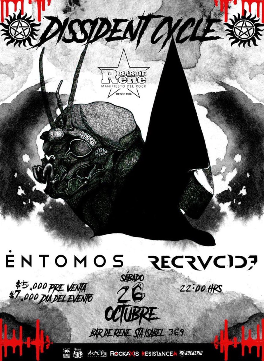 RECRUCIDE (@recrucide) on Twitter photo Próximo show 
26.10.2019
<a href="/BardeReneOficia/">Bar de René</a> 
<a href="/Recrucide/">RECRUCIDE</a> & <a href="/EntomosBand/">Éntomos Prog</a> 
#brutal #Imperdible Próximo show 
26.10.2019
<a href="/BardeReneOficia/">Bar de René</a> 
<a href="/Recrucide/">RECRUCIDE</a> & <a href="/EntomosBand/">Éntomos Prog</a> 
#brutal #Imperdible