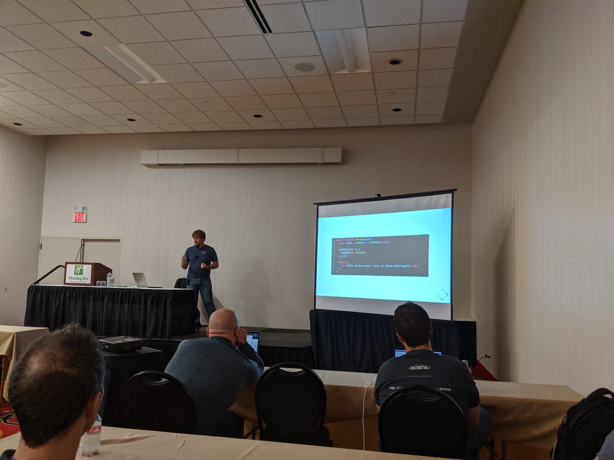 mwarger's tweet image. There are many ways to handle state in react apps. @dkellycollins is showing how they compare. 🔥 #prairiecode @amegala