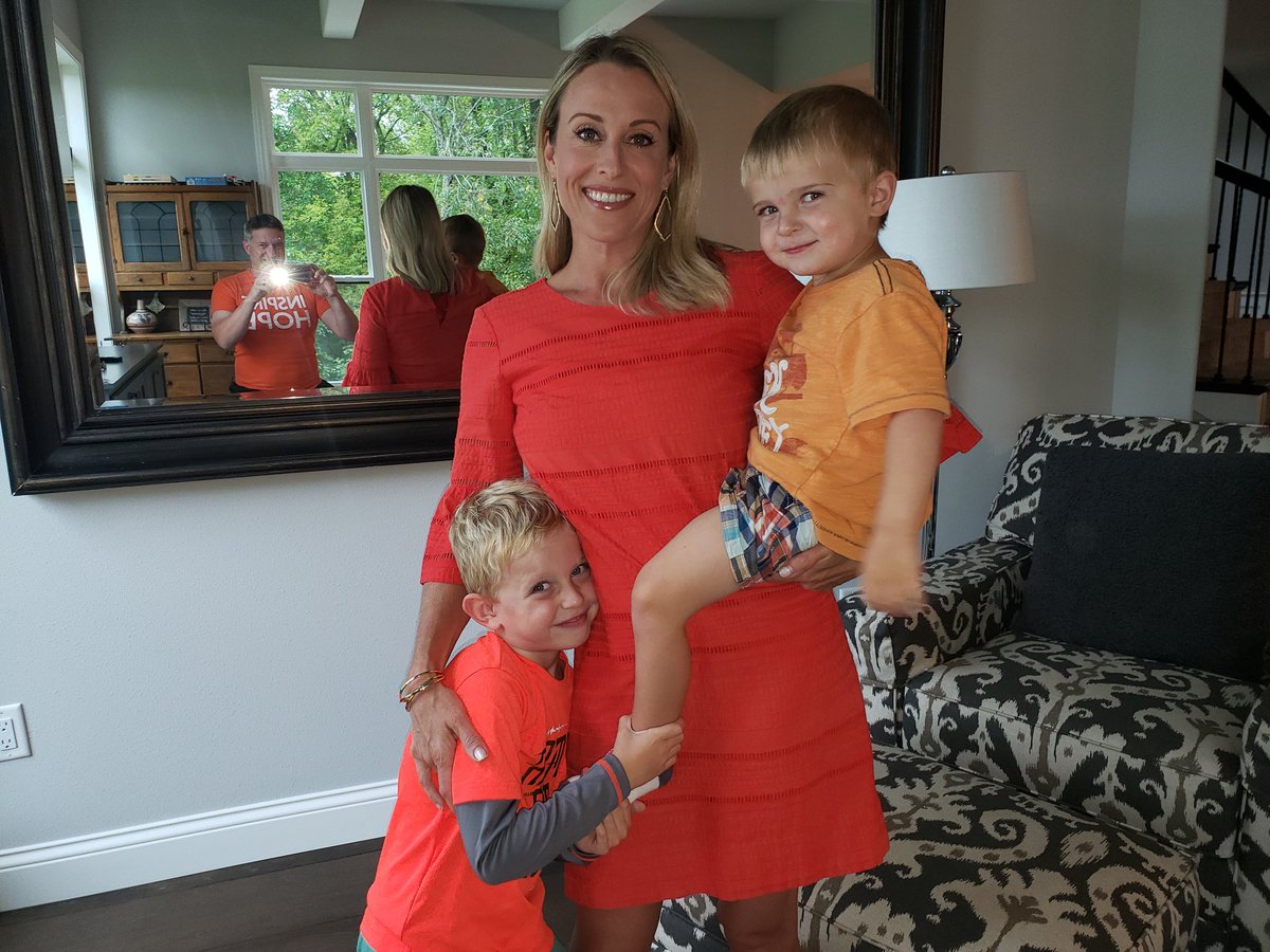 We're going orange today for <a href="/SecondHarvestSW/">SecondHarvestSW</a> 📸 cred: my cute husband, who is also wearing orange! I do this with my boys in honor of the 1 in 6 kids who struggles with hunger in our area. #Orange4SHFB #NBC15