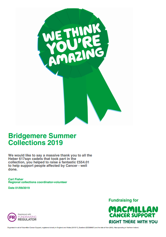 Hooray - look how much we raised - over £550. Well done to all the cadets who took part. It was really humbling to hear all the fab work that <a href="/macmillancancer/">Macmillan Cancer Support</a> do and we loved working together with the volunteer team for such a special cause #whatwedo
