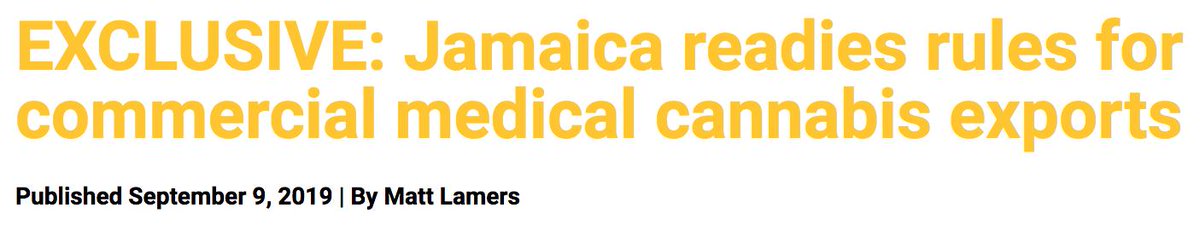 EXCLUSIVE Article by Matt Lamers, <a href="/MJBizDaily/">MJBiz</a>: #Jamaica readies rules for commercial medical #cannabis exports
#GreenStripe
ow.ly/aqaN50w7kgX