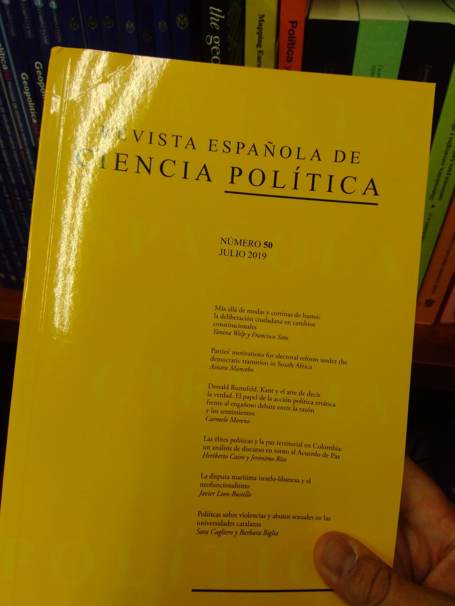 Ya ha llegado el último número de la Revista Española de Ciencia Política (@RevistaCCPPes). En ella publicamos 'Las élites políticas y la paz territorial en Colombia: un análisis del discurso en torno al Acuerdo de Paz'. 👇👇👇