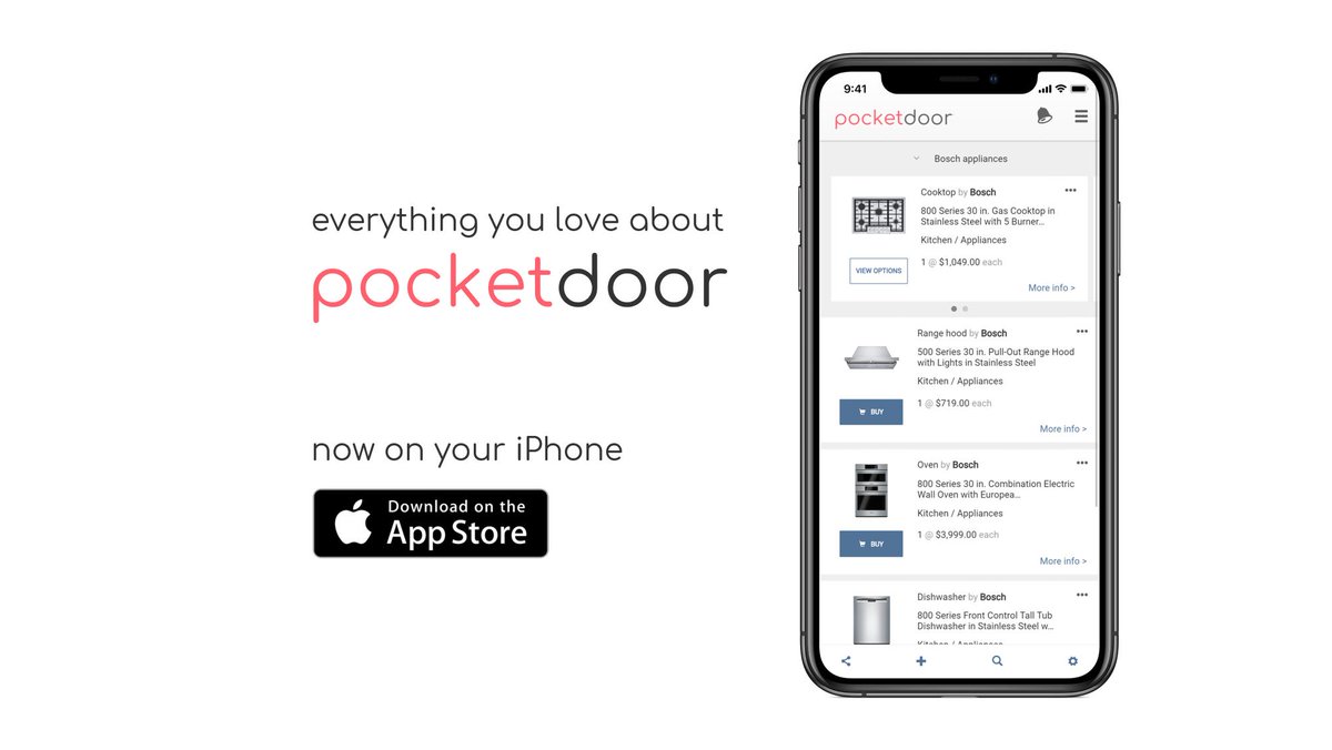 The other big #iPhone announcement this week... the Pocketdoor app is here!

Get it for free today! pcktdr.com/ios

#AppleEvent #iOS #iPad #design #architecture #remodel #renovation #residential <a href="/Apple/">Apple</a> 🙂🏠