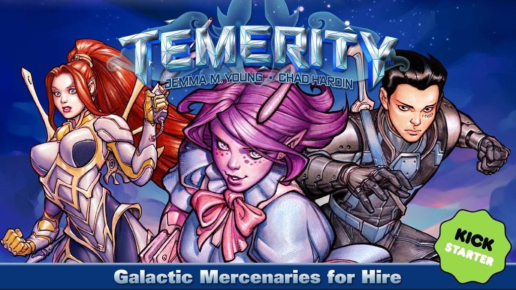 TemerityComic's tweet photo. The Temerity Preorder store is now live on Backerkit! If you missed the Kickstarter here's your chance to buy the book along with some other cool merchandise from the creators @jemmaMYoung and @ChadHardin https://t.co/Y3FZvW4zMG 
#backerKit #kickstarter #temeritycomic #scificomic https://t.co/gYChovJeys