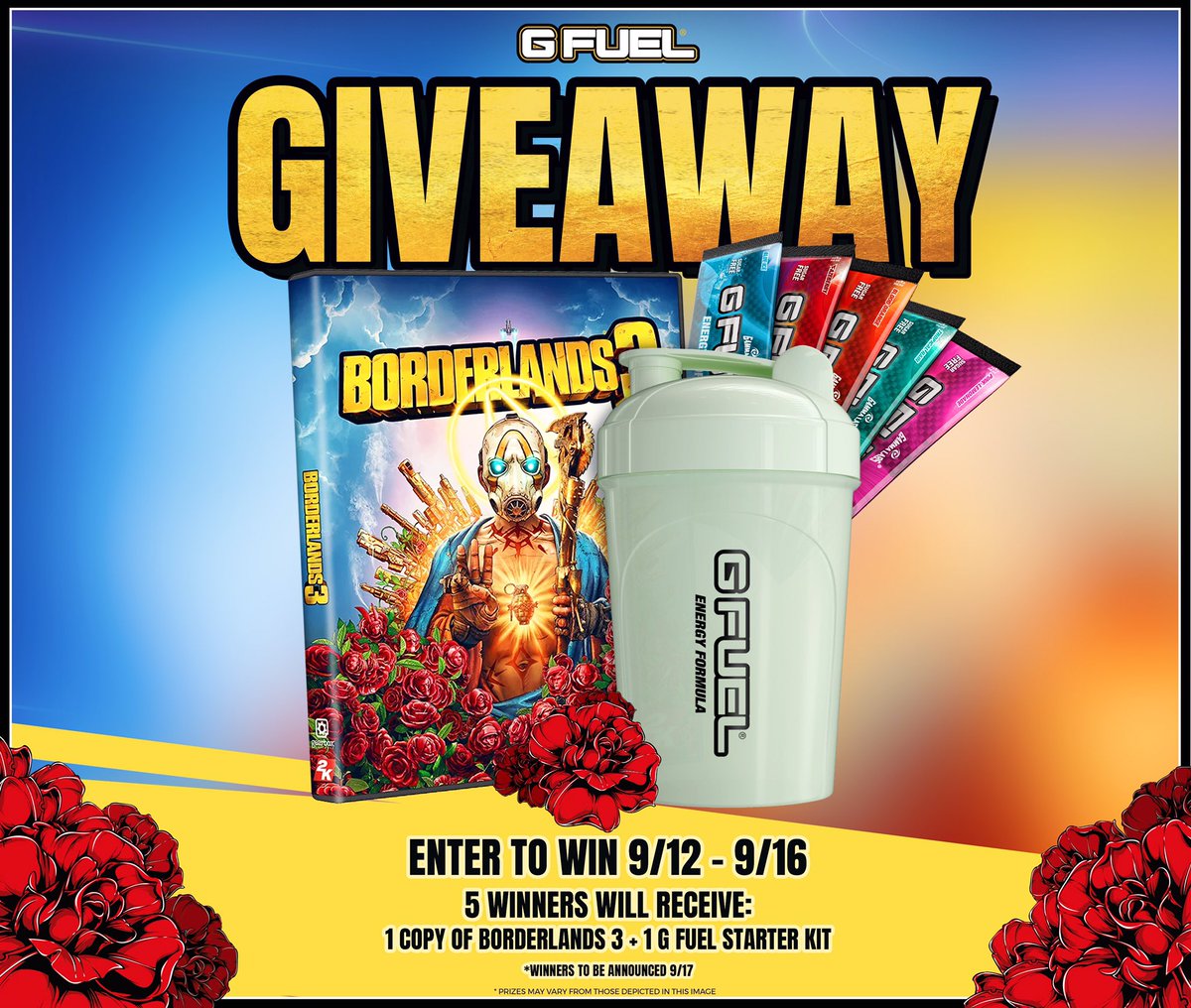 GFuelEnergy's tweet image. ⚠️ #Borderlands3 Giveaway ⚠️

To celebrate the launch of Borderlands 3, we’ve launched a SPICY🔥GIVEAWAY!!! What’s up for grabs? Digital Game Copies &amp;amp; #GFUEL Starter Kits!!! Here’s how to enter:

💛 LIKE + RT
🤝 TAG A FRIEND
👌 FOLLOW US

ENTER: GFUEL.ly/2lSP63z 👈👈👈