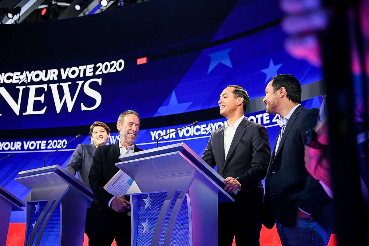 JulianCastro's tweet photo. In just over four hours I’ll take the stage at the third #DemocraticDebate!

(I’m the one without the beard.)

Tune in on @ABC at 8PM EST! https://t.co/tCcBDrUdQ9