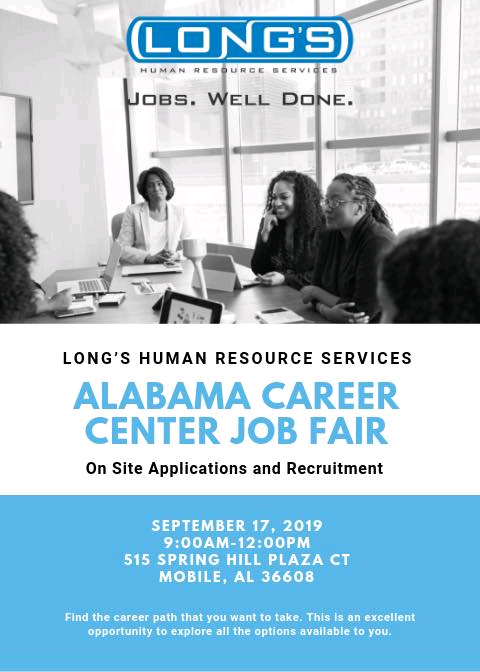 Longshrs's tweet photo. Long’s is partnering up with the Alabama Career Center for a job fair on Tuesday, September 17th from 9:00-12:00pm. There will be on site applications, face to face time with recruiters, and exciting new job prospects waiting on you. We hope to see you there! https://t.co/Y2Q6A9Ls1t