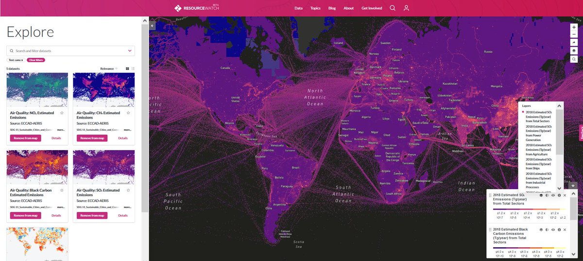 resource_watch's tweet photo. Happy to announce that #CAMS data is now available on #ResourceWatch! You can dive into the #data on our Explore catalogue here: https://t.co/B5PNXkOTSz. Thread below highlights each data set and it's relevant layers (1/5) #AirQuality https://t.co/C65QWIc5mp
