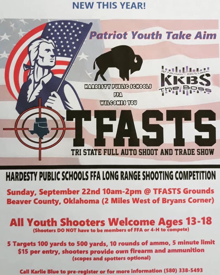 TFASTS2020's tweet image. I would suggest the TFASTS Youth Shoot Competition in Beaver County, Oklahoma.  Support the 2nd Amendment!  tristatefullauto.com  #TFASTS #DriveOurRoads #KKBS #FullAuto
