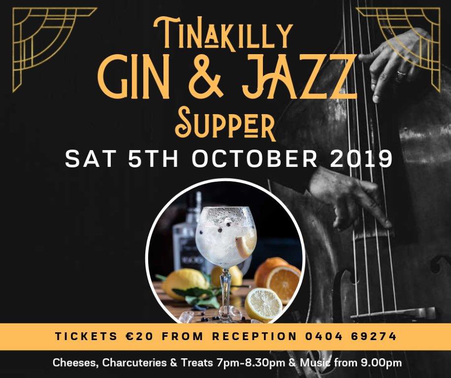 ‘Tinakilly Gin &amp; Jazz Supper’ is back! Get your tickets now 🎶 #TinakillyHouse
