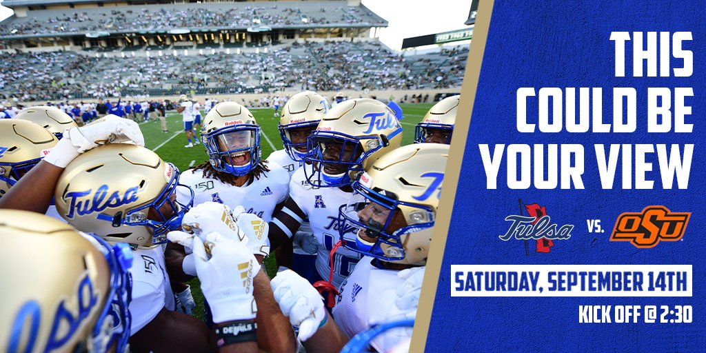 TulsaHurricane's tweet photo. GIVEAWAY #4 | Only 2 more sleeps until the TU Football home opener against OSU 💪 We're giving away two pregame sideline passes to someone who likes and retweets this post! AND, if you haven't bought your tickets to the game, be sure to grab them here-> https://t.co/7HTTuVYeIt https://t.co/pRxUuqG8Bd
