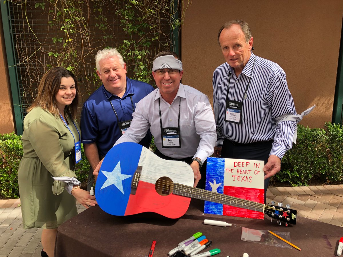 MAPEIUSA's tweet photo. Throwback to this #BuildPoint event in Scottsdale for the charity #HeartstringsFoundation, where volunteers decorate donated guitars to veterans &amp; military members. The #mapeiusa team guitar (📸L to R: volunteer, Jerry Phenny, Sean Leich &amp; Mike Granatowski). #throwbackthursday https://t.co/f8VR7iikMz