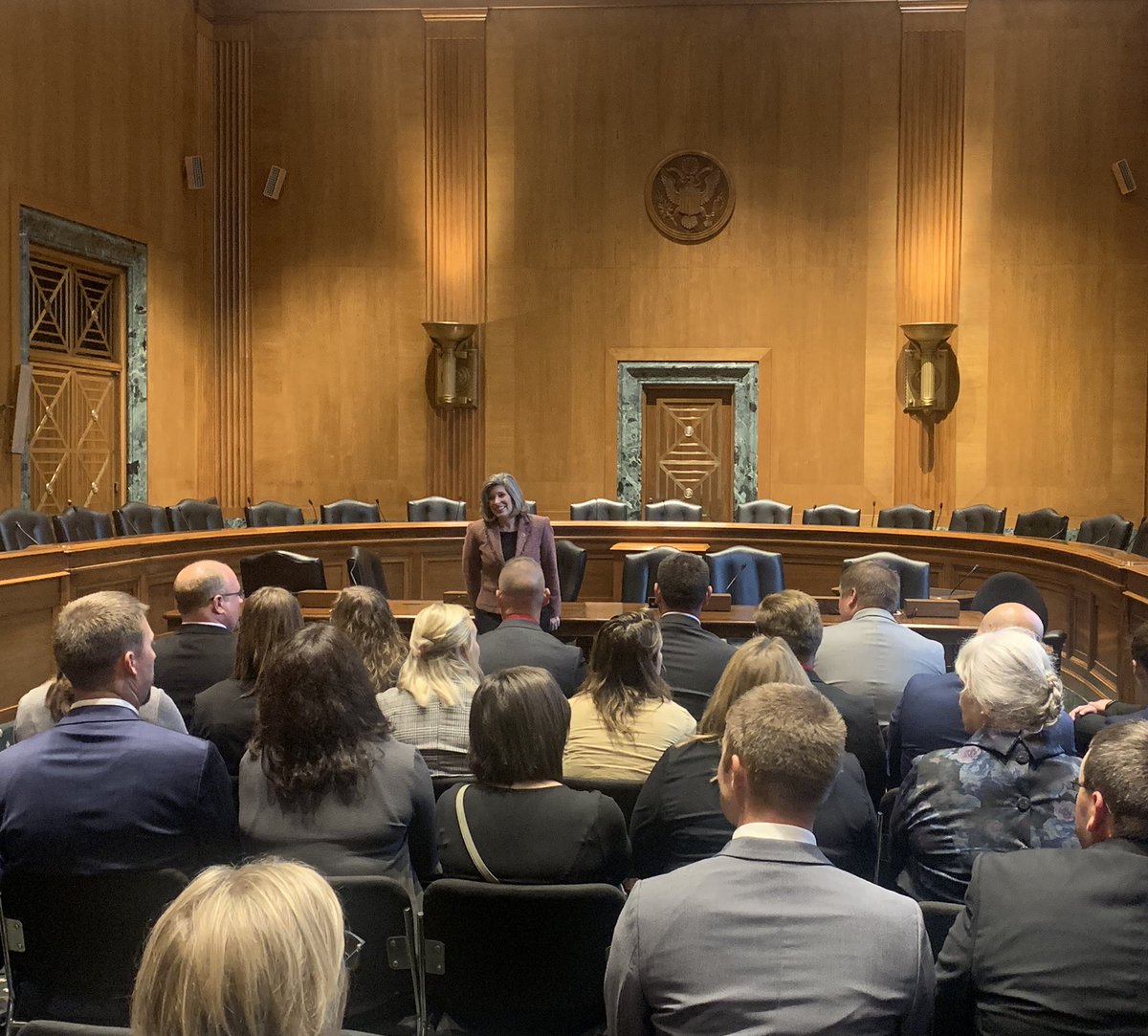 SenJoniErnst's tweet photo. I’ve continued to push for the passage of #USMCA, transparency in @EPA’s small refinery exemption process, &amp; rollback of Obama’s harmful #WOTUS rule—all crucial to Iowa’s farmers, &amp; topics of discussion at my meeting with @IowaFarmBureau. Thanks for making the trip to DC! https://t.co/JKLRMvYEsT