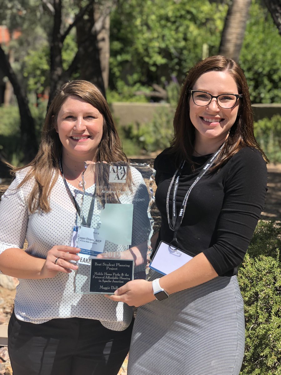 ProjectCitiesAZ's tweet photo. Wow! Many wins to celebrate at the #azplanning conference today:

1️⃣ #ProjectCities student Maggie Dellow, Best Student Planning Project
2️⃣ @SCNetworkAZ &amp; @scottsdaleazgov, Best Project for the LID Handbook
3️⃣ PC partner @AJCityAZ, Best Transportation Plan

CONGRATULATIONS!! 🎉🏆 https://t.co/CFl7T1jxkY
