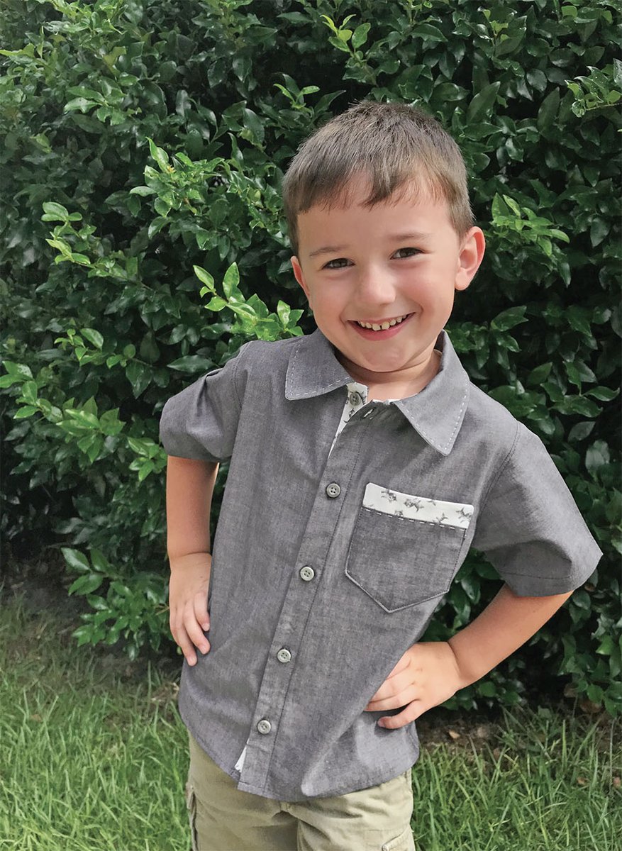 classicsewingmg's tweet photo. Little shirts are extra fun with a contrast fabric placket lining and a made-in-the-hoop banded pocket. Evy Hawkins used Paige Alexander's "Luke" pattern to create this cute shirt. Evy's instructions, and the Luke pattern, are in our Autumn 2019 issue: https://t.co/BWUfcKc5tq https://t.co/Evzyaz460l