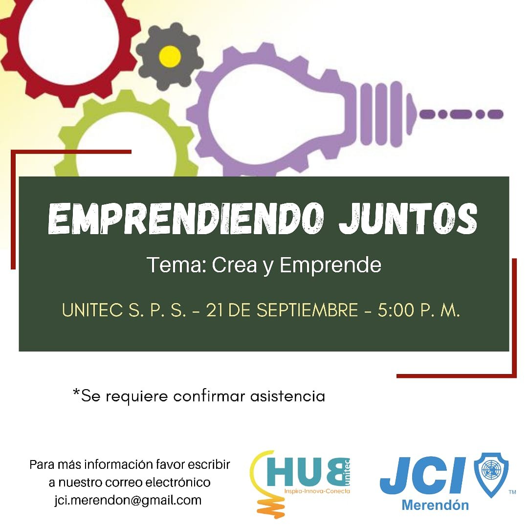 jcimerendon's tweet photo. #JCIMERENDON te invita a su Workshop Emprendiendo Juntos, este Sábado 21 de Septiembre en Unitec S. P. S. a partir de las 5:00p.m.
👉🏻Tema: Crea y Emprende
👨🏫Capacitador: Lic. Juan Flores Beltran
Inscribete en el siguiente link:👇🏻 https://t.co/GeBINi90sh
Es totalmente gratis! https://t.co/bdM2J0eji2